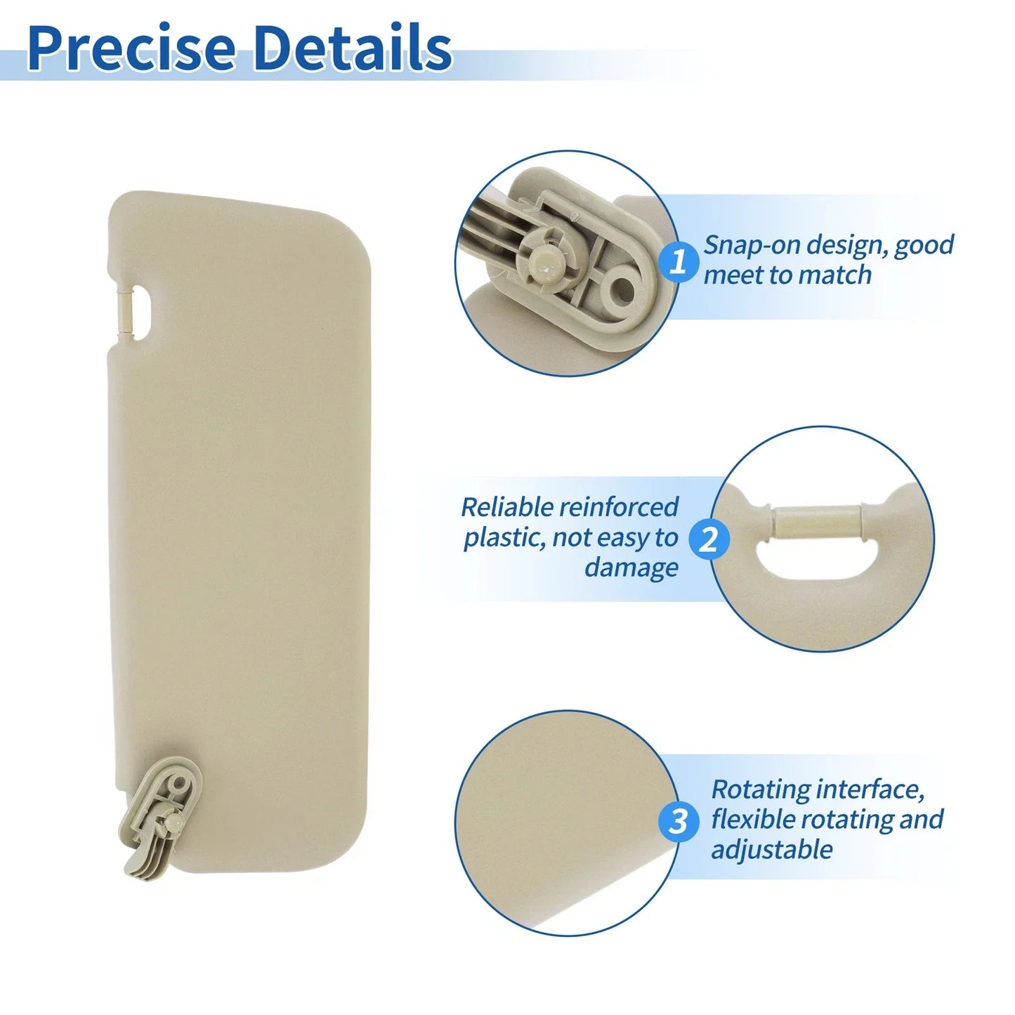 Left Side Sun Visor for Hyundai Accent 2011-2015 Beige 1 x Pcs