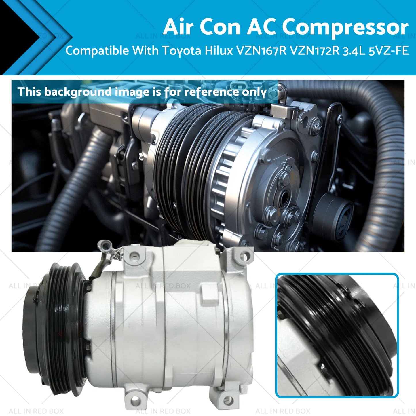 AC Compressor for Toyota Hilux VZN167R VZN172R 3.4L 5VZ-FE (2002)