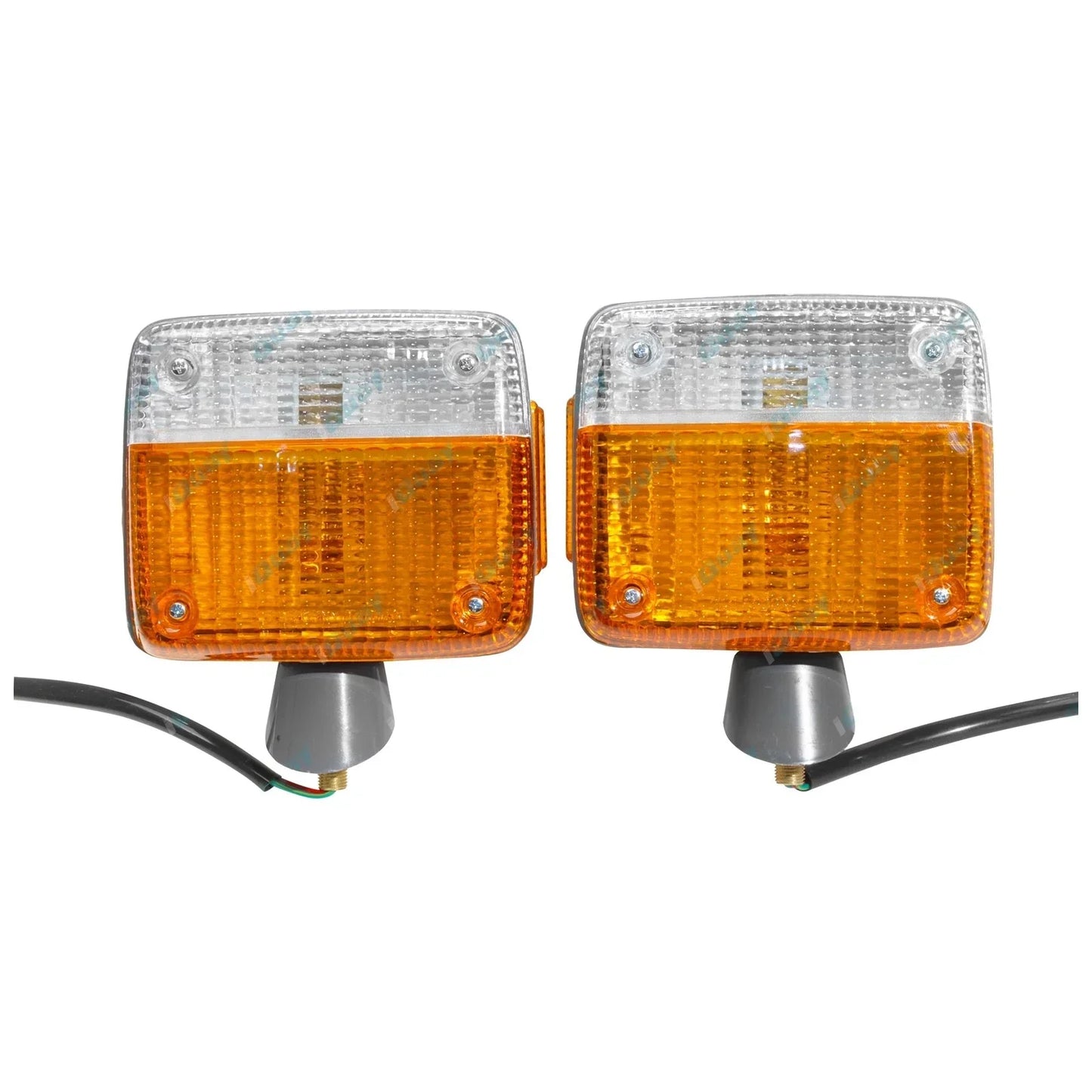 LH+RH Front Corner Lights Pair w/Grey Base for Toyota Landcruiser FJ/HJ/BJ 65-85