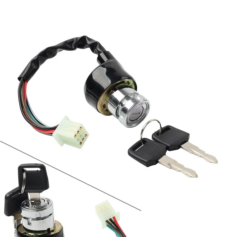 6Pin 6 Wire Ignition Barrel Switch + 2 Keys for Motorcycle Scooter Quad Dirt Bike
