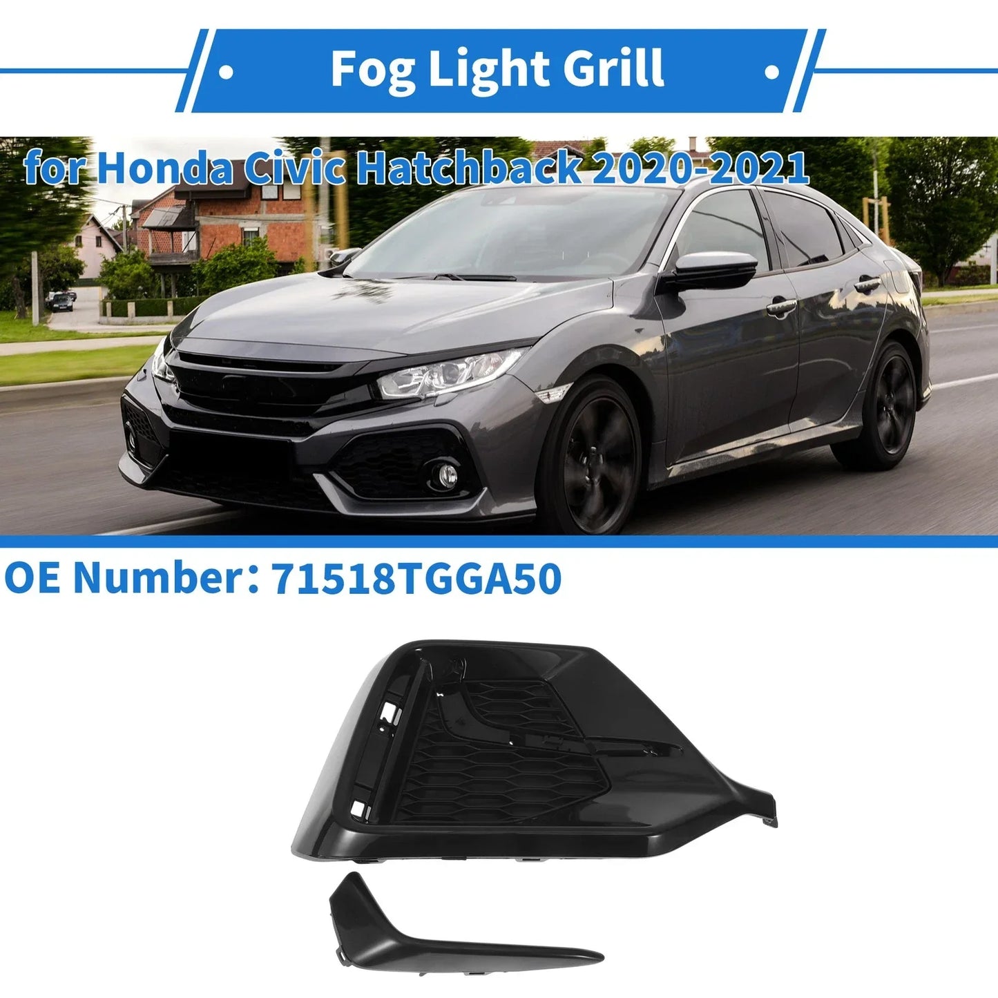 Rear Left Fog Light Grill for Honda Civic Hatchback (2020-2021)