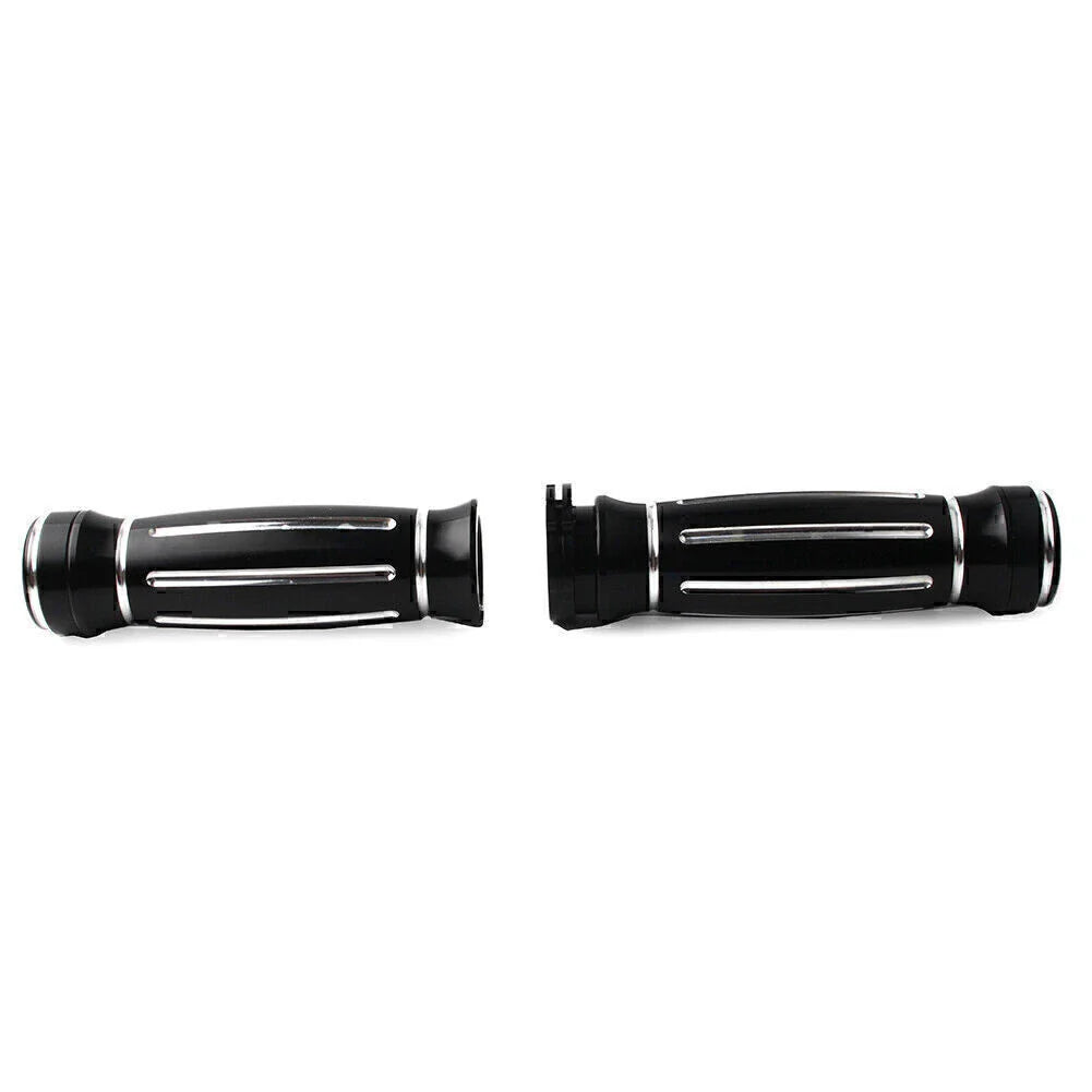 Black CNC Billet Aluminum 1" Handlebar Grips for Harley Touring