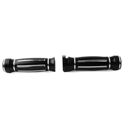 Black CNC Billet Aluminum 1" Handlebar Grips for Harley Touring