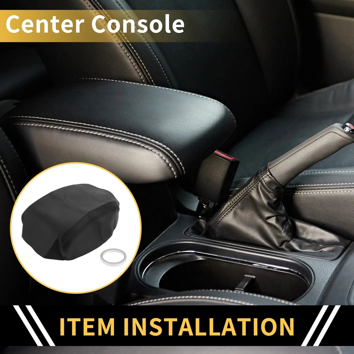 Center Console Cover for Honda Ridgeline 2006-2014 Microfiber Leather Black