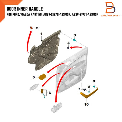 Chrome Inner Door Handle Lever Kit for Ford Ranger, Mazda BT-50 (2012-2021)