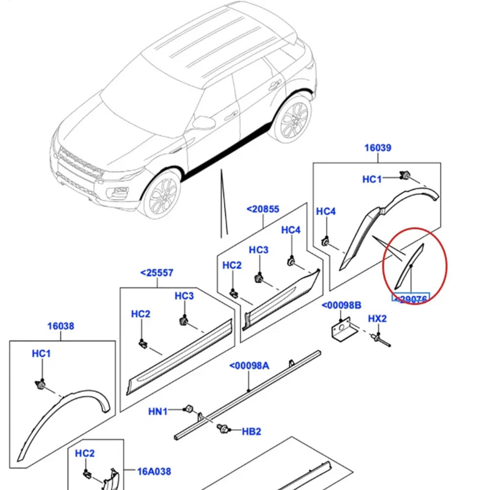 Rear Wheel Arch Molding for Land Rover Range Rover Evoque (2012-2019)