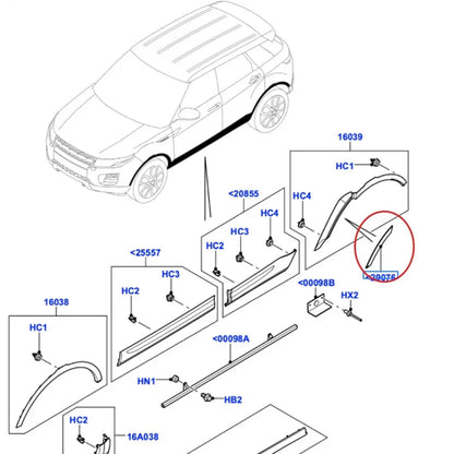 Rear Wheel Arch Molding for Land Rover Range Rover Evoque (2012-2019)