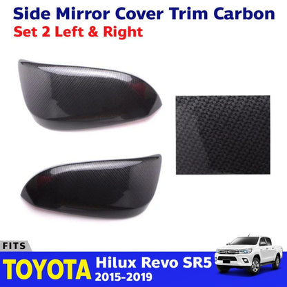 Side Mirror Cover Trim Carbon Pair Fits Toyota Hilux Revo SR5 Pickup 2015-19 D05