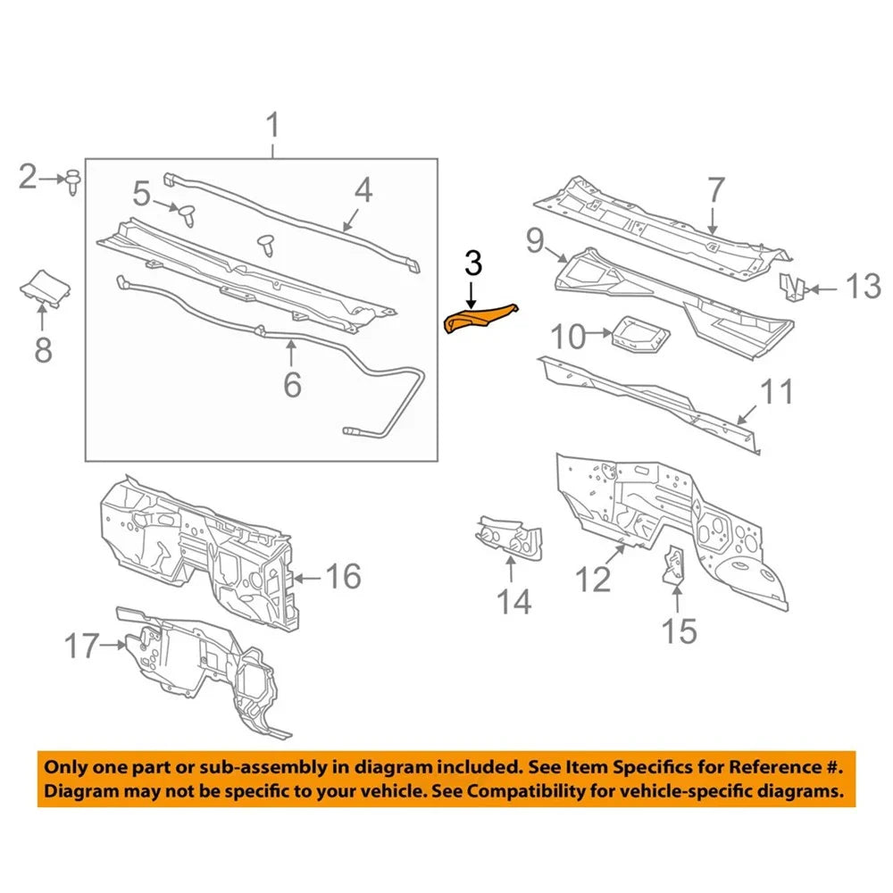 Left Side Windshield Cowl Vent Cover for 2015-2019 Silverado Sierra