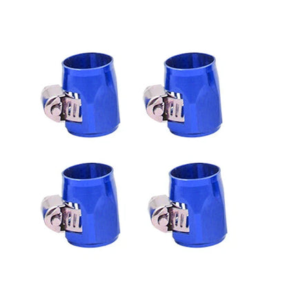 4 x Blue AN6 Fuel Hose Line End Cover Clamp Adapter for Universal Vehicles