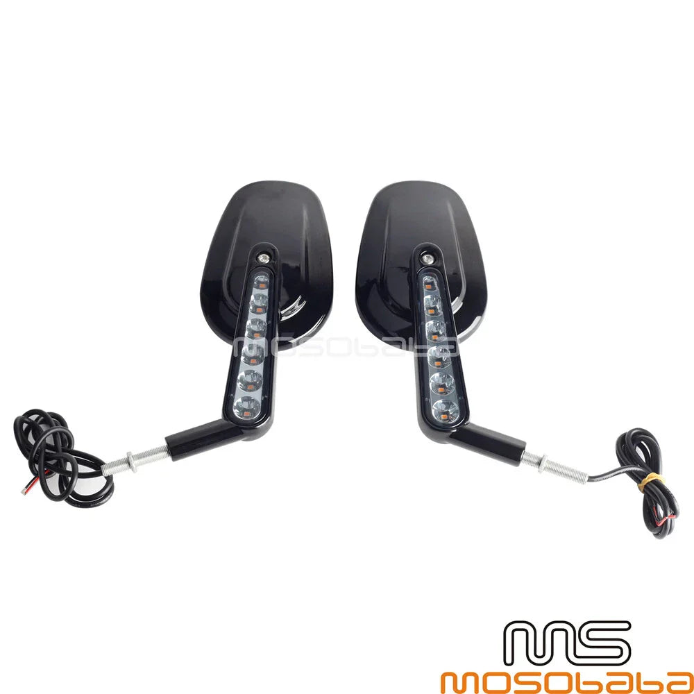Black LED Turn Signal Mirrors for Harley V-Rod Muscle (2009-2017)