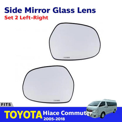 Side Mirror Glass Lens Rear View Pair Fits Toyota Hiace Commuter KDH 2005-18 D05