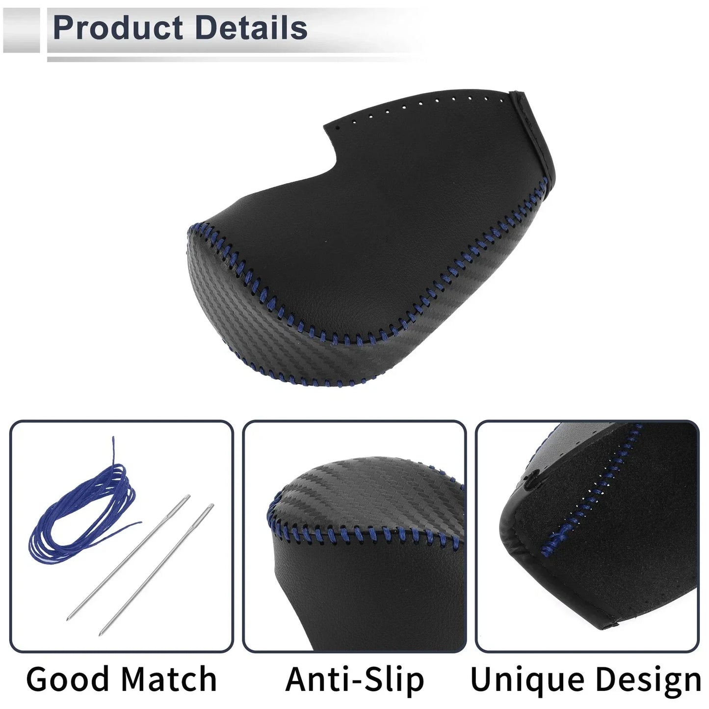 Gear Shift Knob Cover for Honda Civic 2012-2014 Black Carbon Fiber Blue