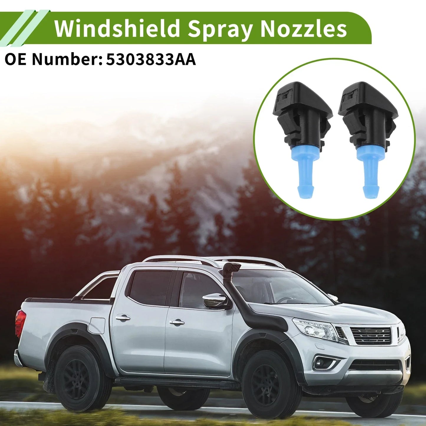 Windshield Washer Nozzle & Hose Connector for Ram (2013-2023) - 1 Set