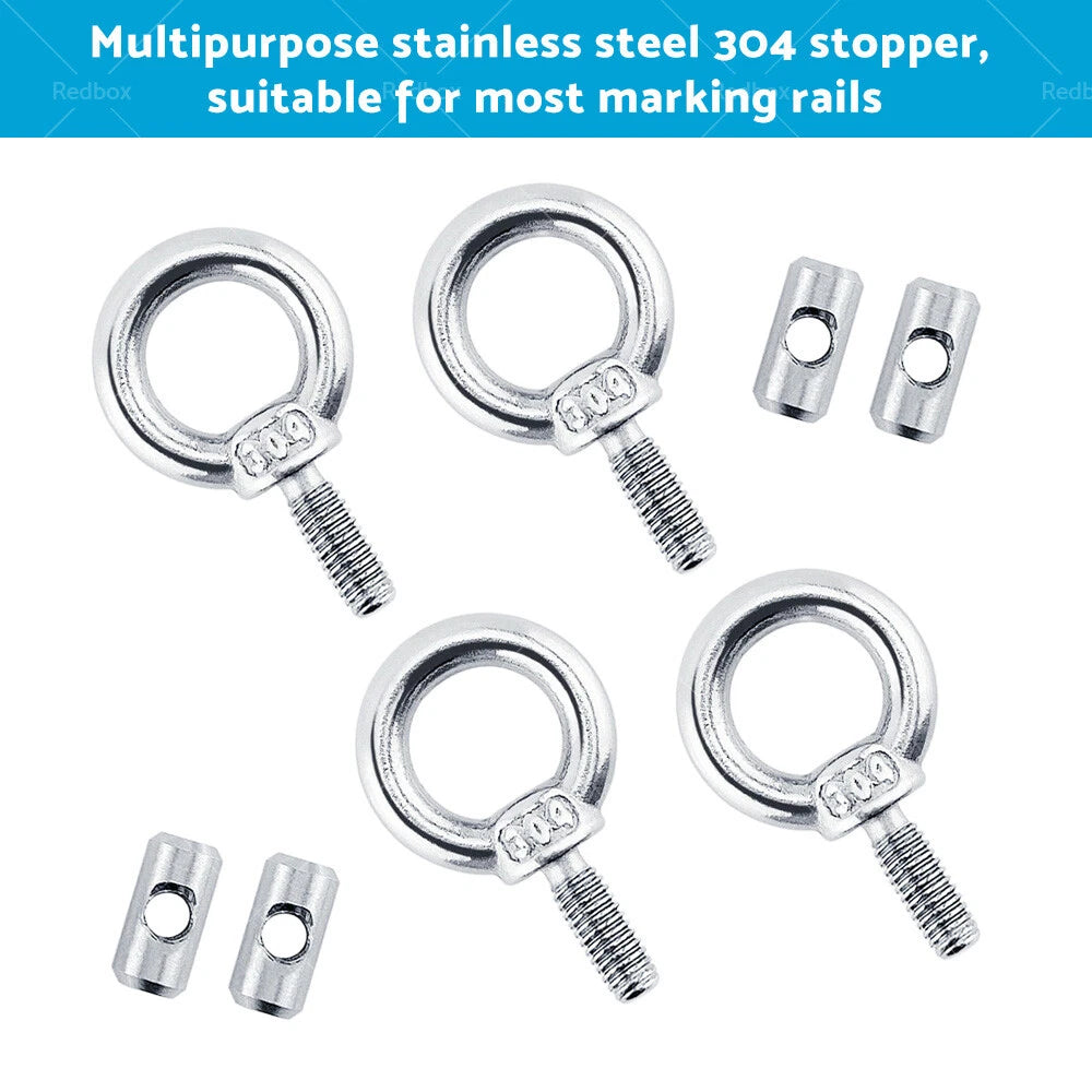 4 x Stainless Steel Awning Rail Stoppers Track Screws for Boat RV Caravan