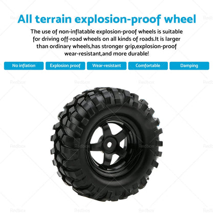 12mm Hex Wheels Rims Tires for 1/10 Off-Road RC Rock Buggy Truck