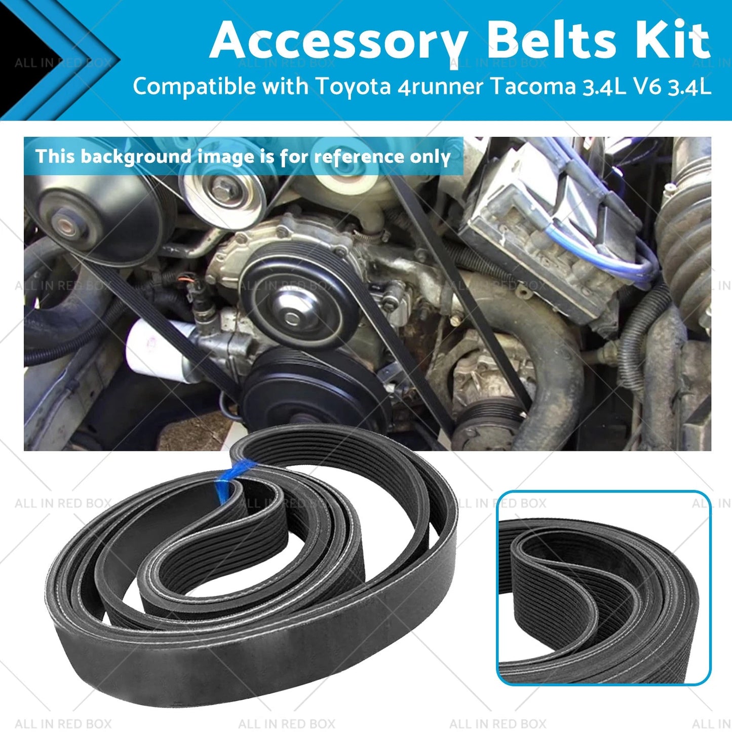 Accessory Belts Kit for Toyota 4Runner Tacoma (1995-2004) 4PK870 4PK1050