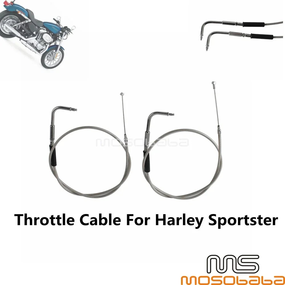Stainless Throttle Cable Wires for Harley Sportster XL883 XL1200 (1996-2015)