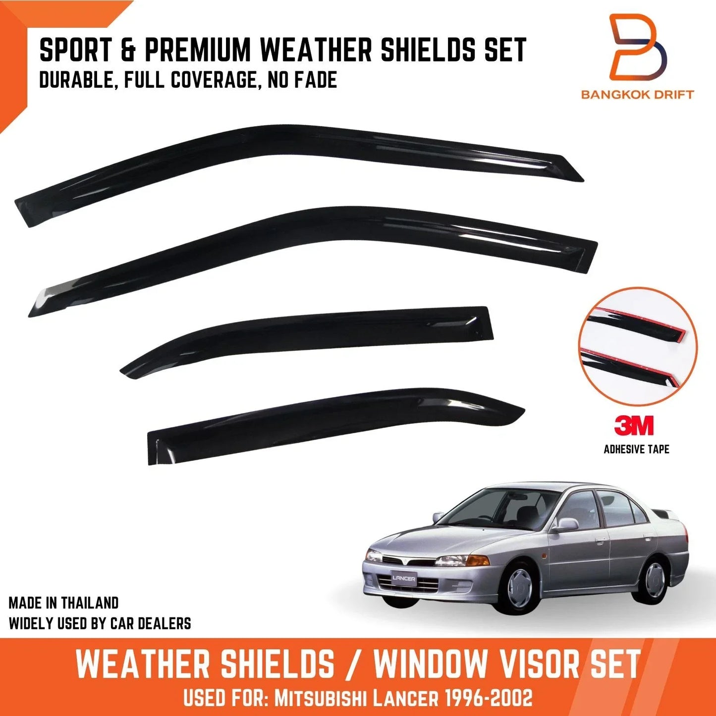 Weathershields Window Visors Rain Guards for Mitsubishi Lancer CE (96-03)