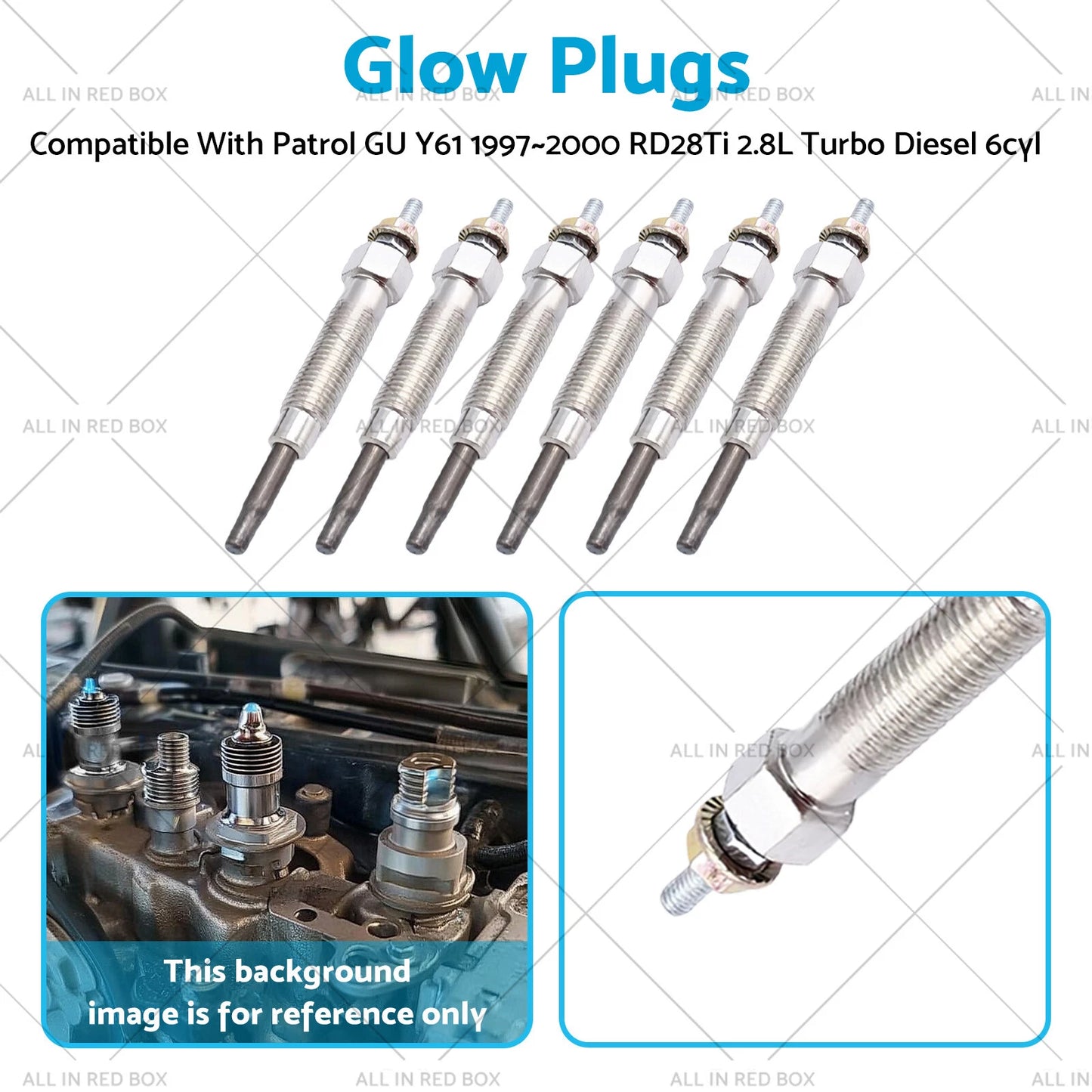 6 Pcs Glow Plugs for Nissan Patrol IV GU Y61 (1997-2000) RD28Ti 2.8L TD 6cyl