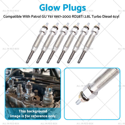 6 Pcs Glow Plugs for Nissan Patrol IV GU Y61 (1997-2000) RD28Ti 2.8L TD 6cyl
