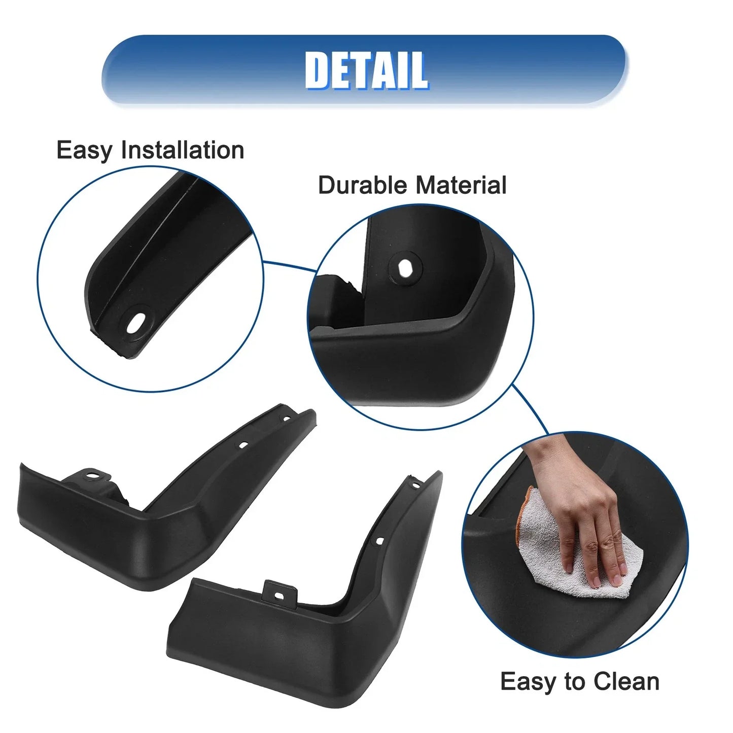Front Rear Mudguards Fender Set for Honda Civic  - Black with Screws