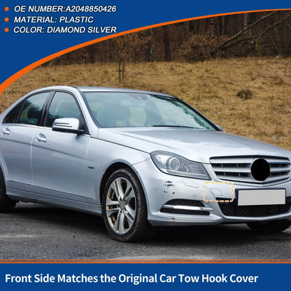 Front Car Bumper Tow Hook Cover for Mercedes-Benz (2012-2015) Diamond Silver