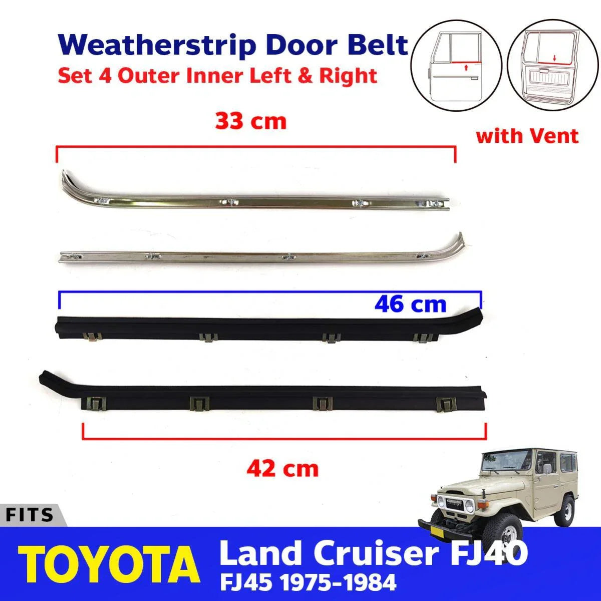 Weatherstrip Door Belt w Vent Fits Toyota Land Cruiser FJ40 FJ45 BJ 1975-84 EBDE