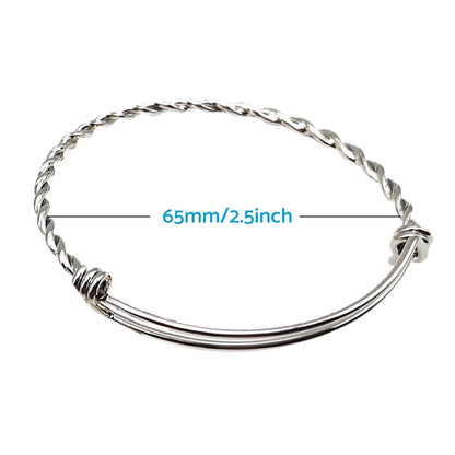 10PCS 2.5" Stainless Steel Adjustable Bangle Bracelets
