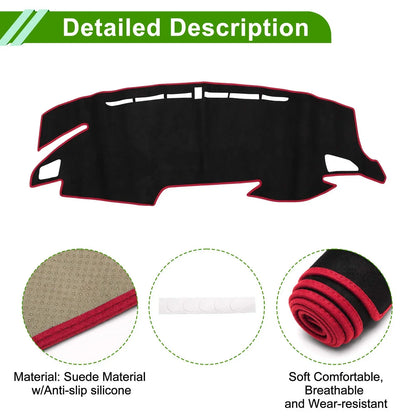 Dashboard Cover Mat for Honda Civic Type R FK7 FK8 FC1 (2017-2024) Black Red