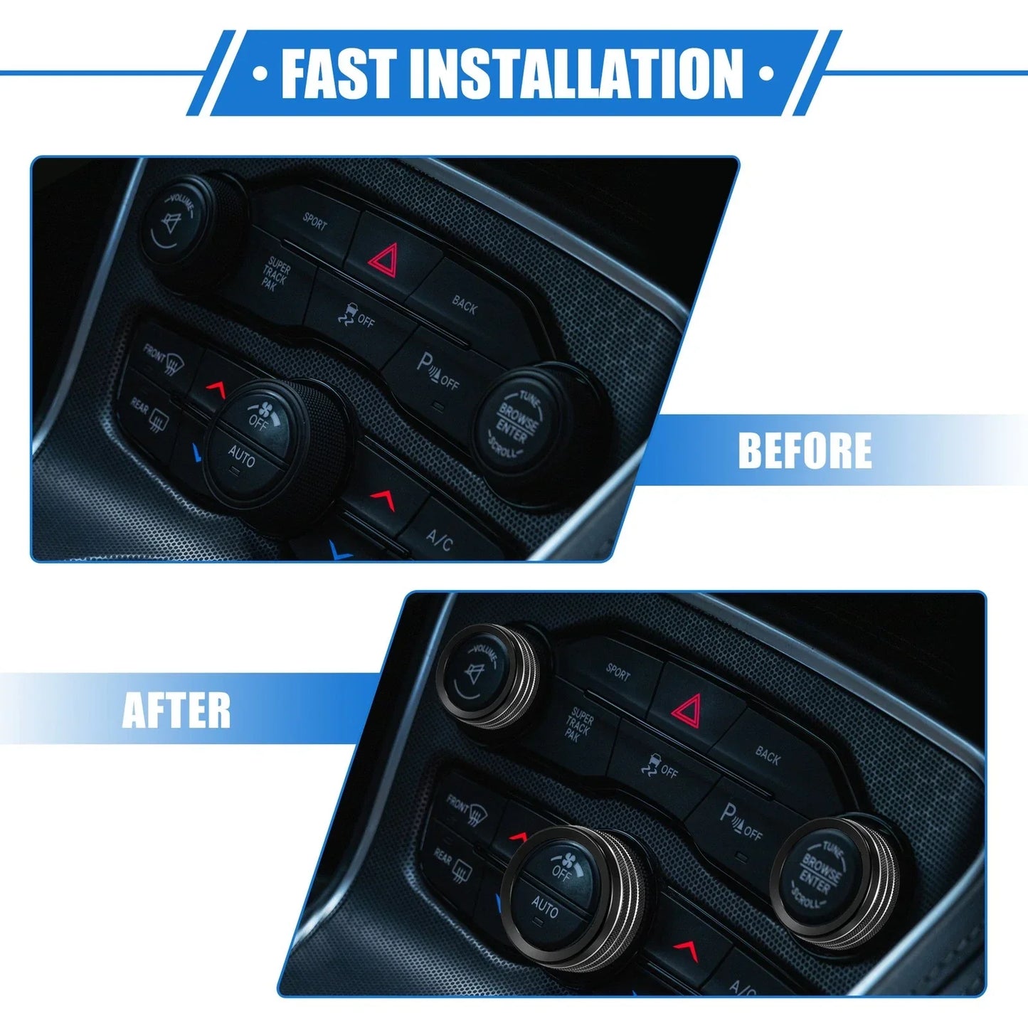 5 x AC Climate Control Knob Rings for Chrysler 300 & Dodge Challenger (2005-2023)
