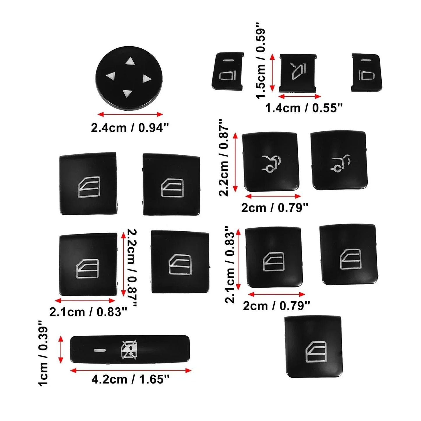 Car Front Door Armrest Window Switch Button Covers Set for Mercedes-Benz