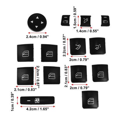 Car Front Door Armrest Window Switch Button Covers Set for Mercedes-Benz