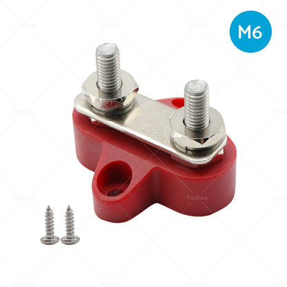 Heavy Duty M6 Bus Bar Terminal Block Red Dual Power Distribution Stud