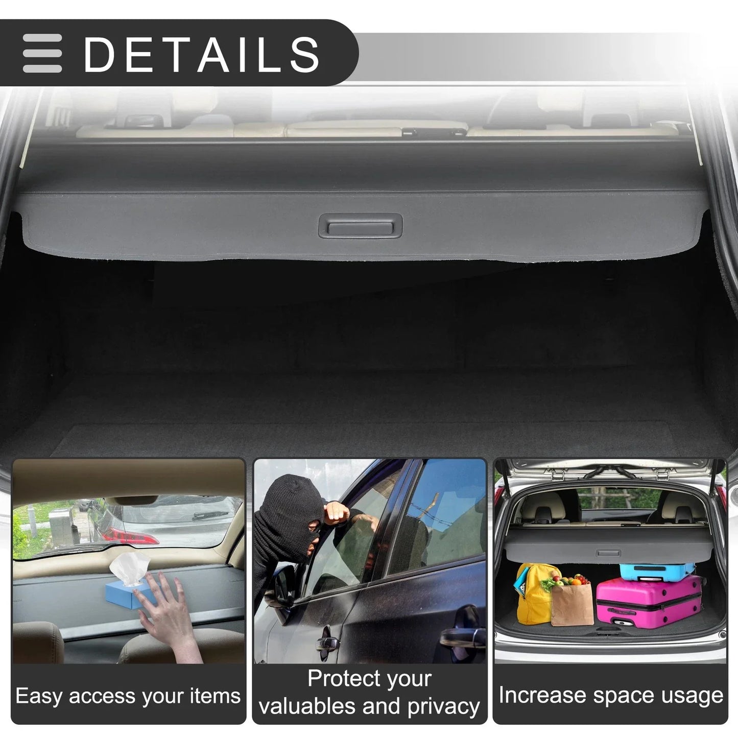 Retractable Cargo Cover for Honda CR-V 2017-2022 Black Carbon Fiber Pattern