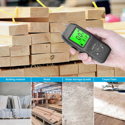Moisture Meter 2-Pin Digital LCD Humidity Detector for Wood & Caravan