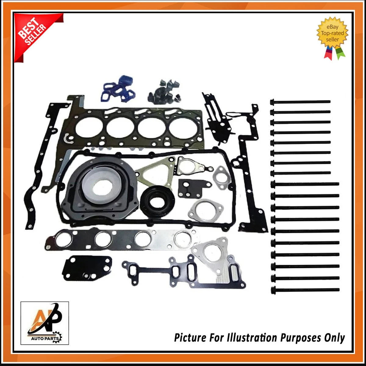 Full Engine Gasket Set Replacement with Head Bolts for Ford Transit Ranger 2.2 TDCI (2006–2016)