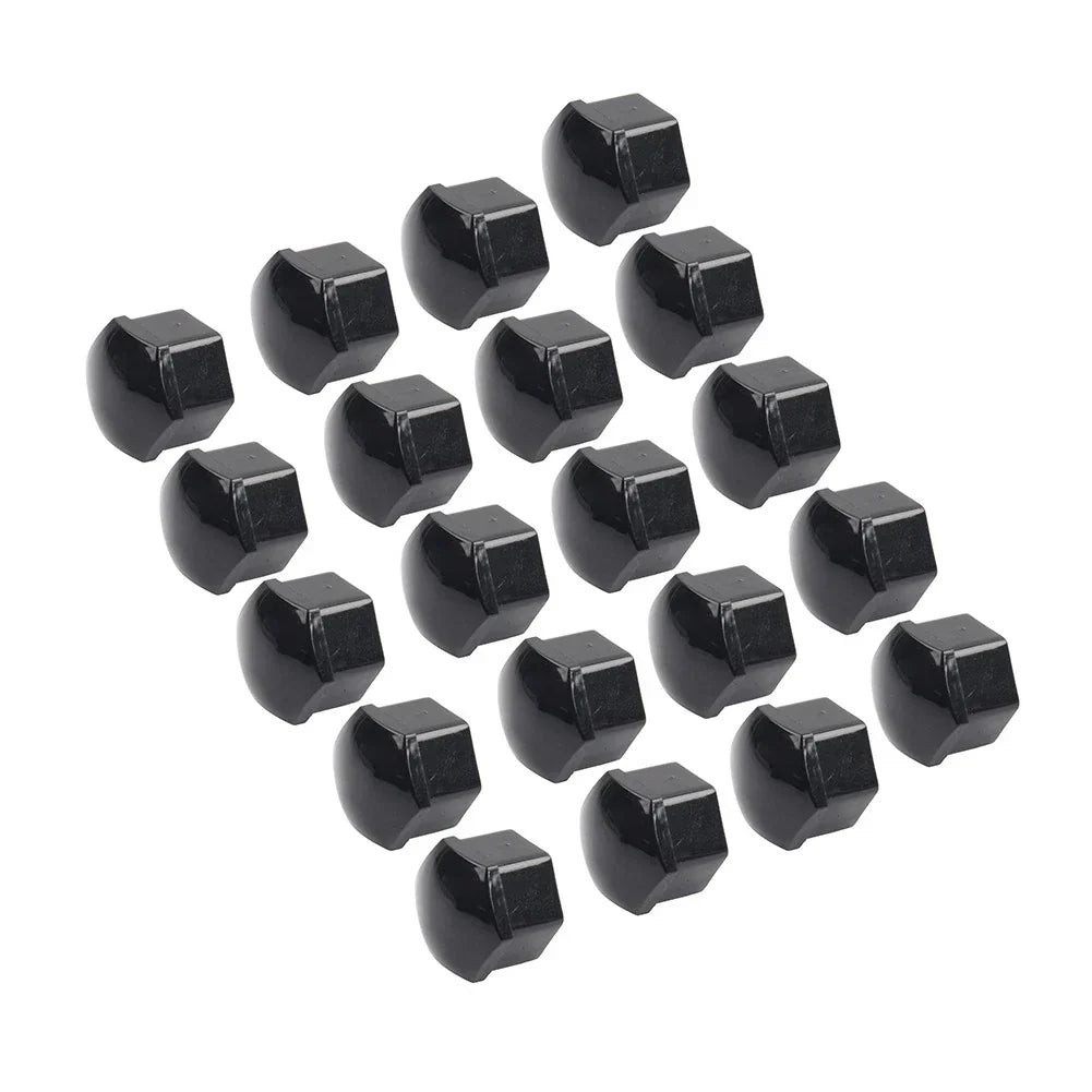 17mm Black Wheel Lug Nut Bolt Cover Caps (20 Pcs) for Car - Fits Various Models