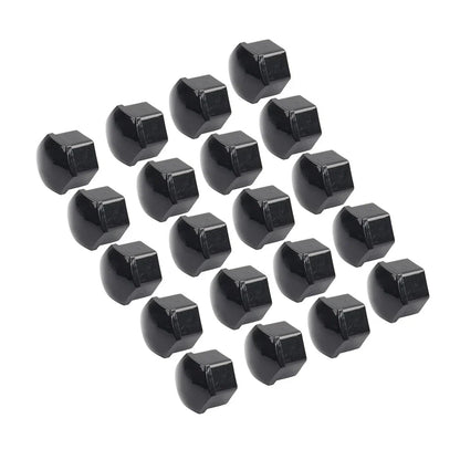 17mm Black Wheel Lug Nut Bolt Cover Caps (20 Pcs) for Car - Fits Various Models