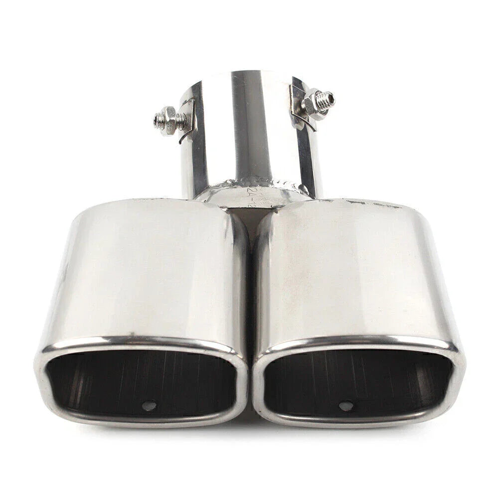 Dual Exhaust Pipe Tail Muffler Tip for Car - Chrome Throat Tailpipe