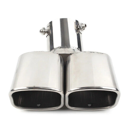 Dual Exhaust Pipe Tail Muffler Tip for Car - Chrome Throat Tailpipe