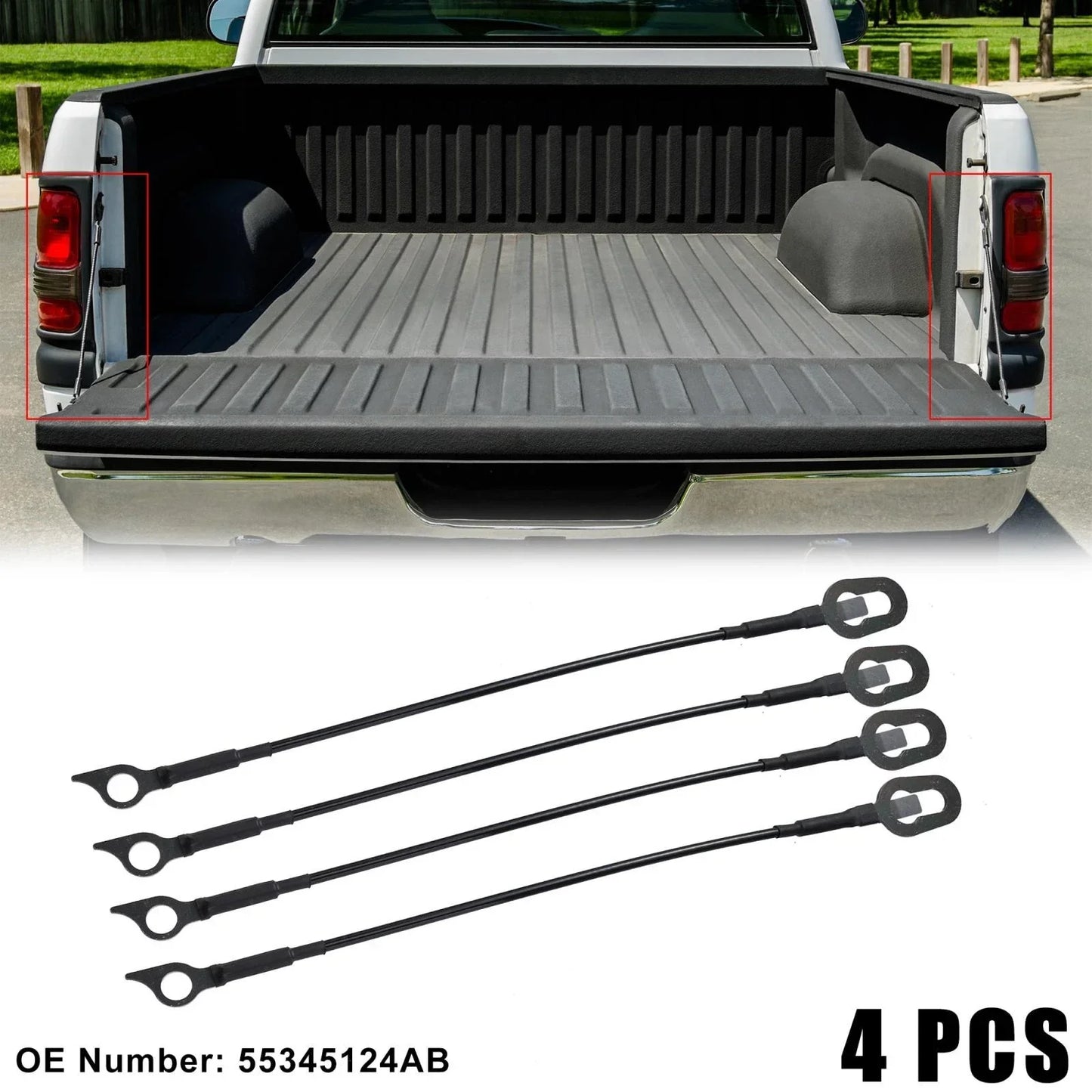 4 x Tailgate Support Cables for Dodge Ram 2500 (1994-2002)