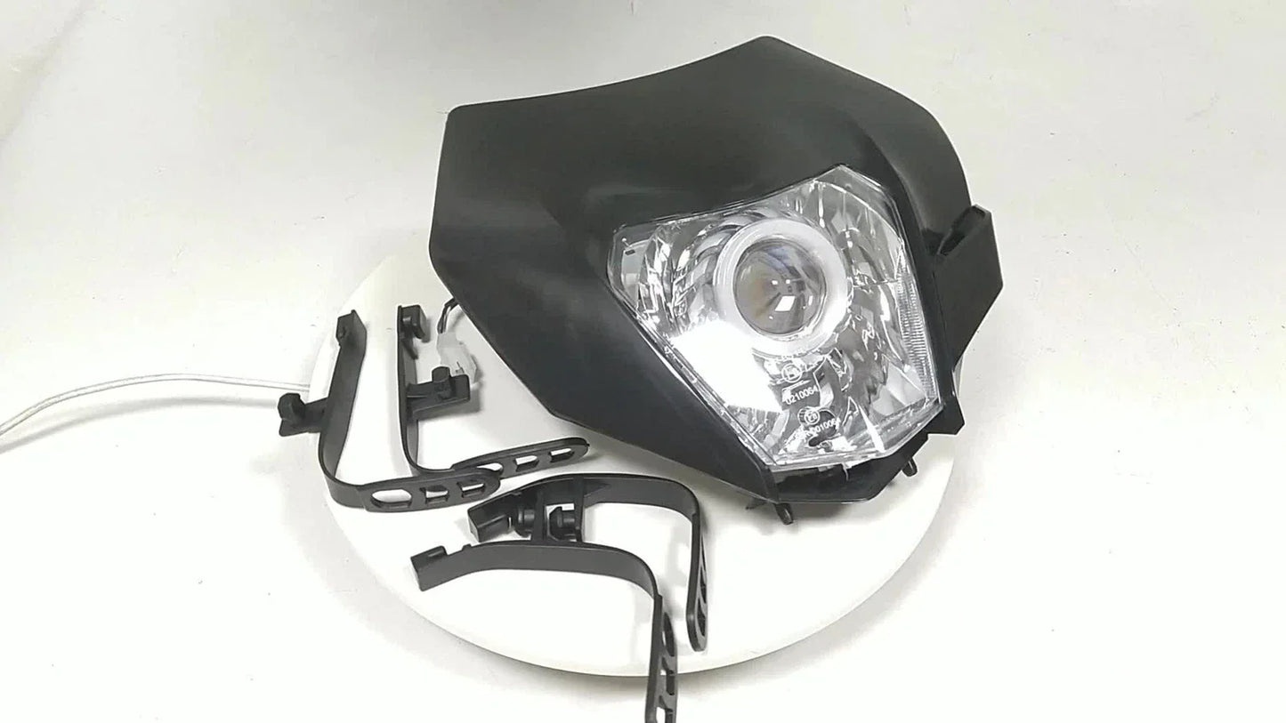 Black LED Headlight DRL Assembly for Yamaha YZ, WR, Kawasaki KDX, Suzuki DR, Honda