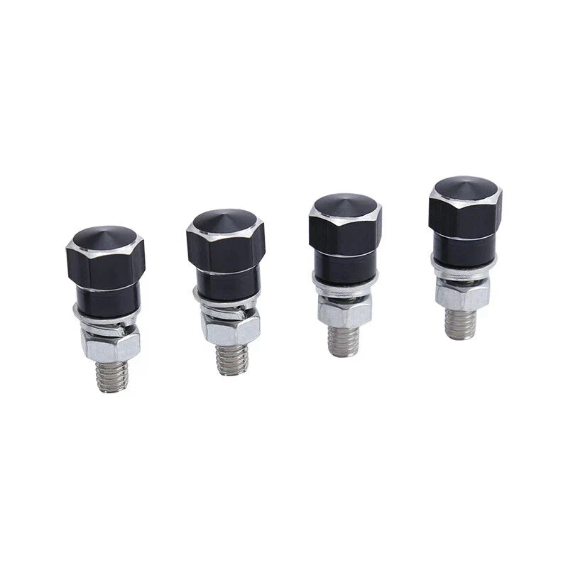 4 x Aluminum Black & Silver Hex License Plate Frame Bolts for Harley Yamaha