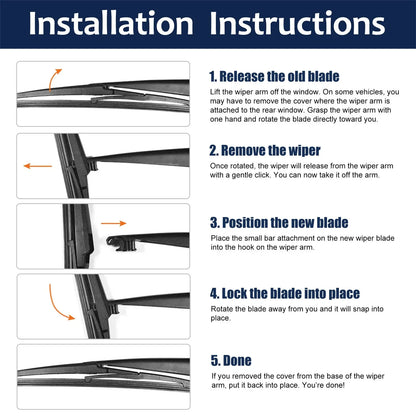 2 x Rear Windshield Wiper Blades for Lexus CT200h (2011-2017)