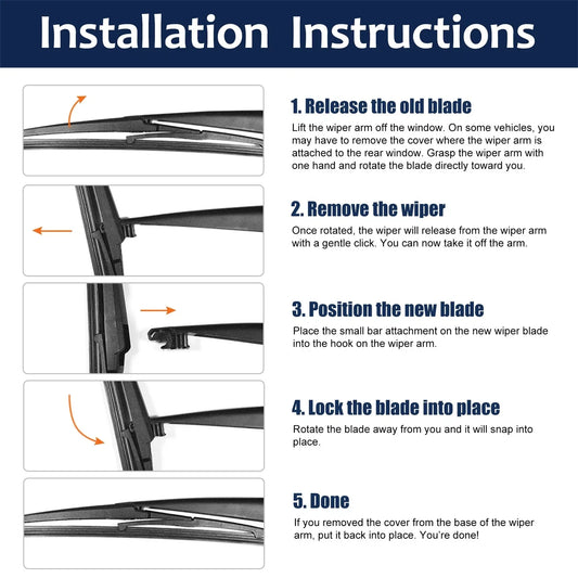 2 x Rear Windshield Wiper Blades for Lexus CT200h (2011-2017)
