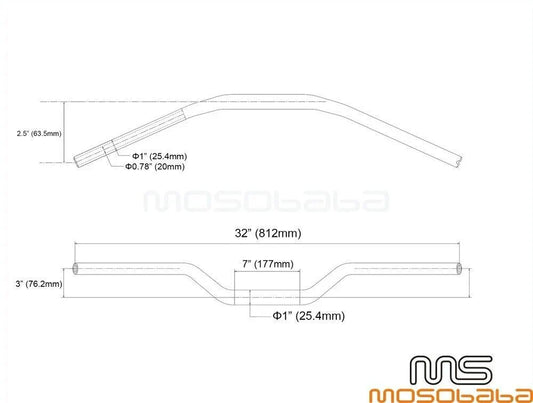 1" Motorcycle Tracker Drag Bars for Harley Dyna Softail Street Bob (2006-2023)