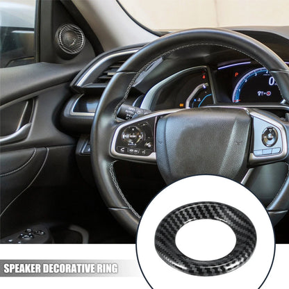 2 x Car Loudspeaker Circle Trims for Honda Civic (2016-2023) - Carbon Fiber Black