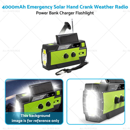 4000mAh Emergency Solar Hand Crank Radio Power Bank Charger Flashlight