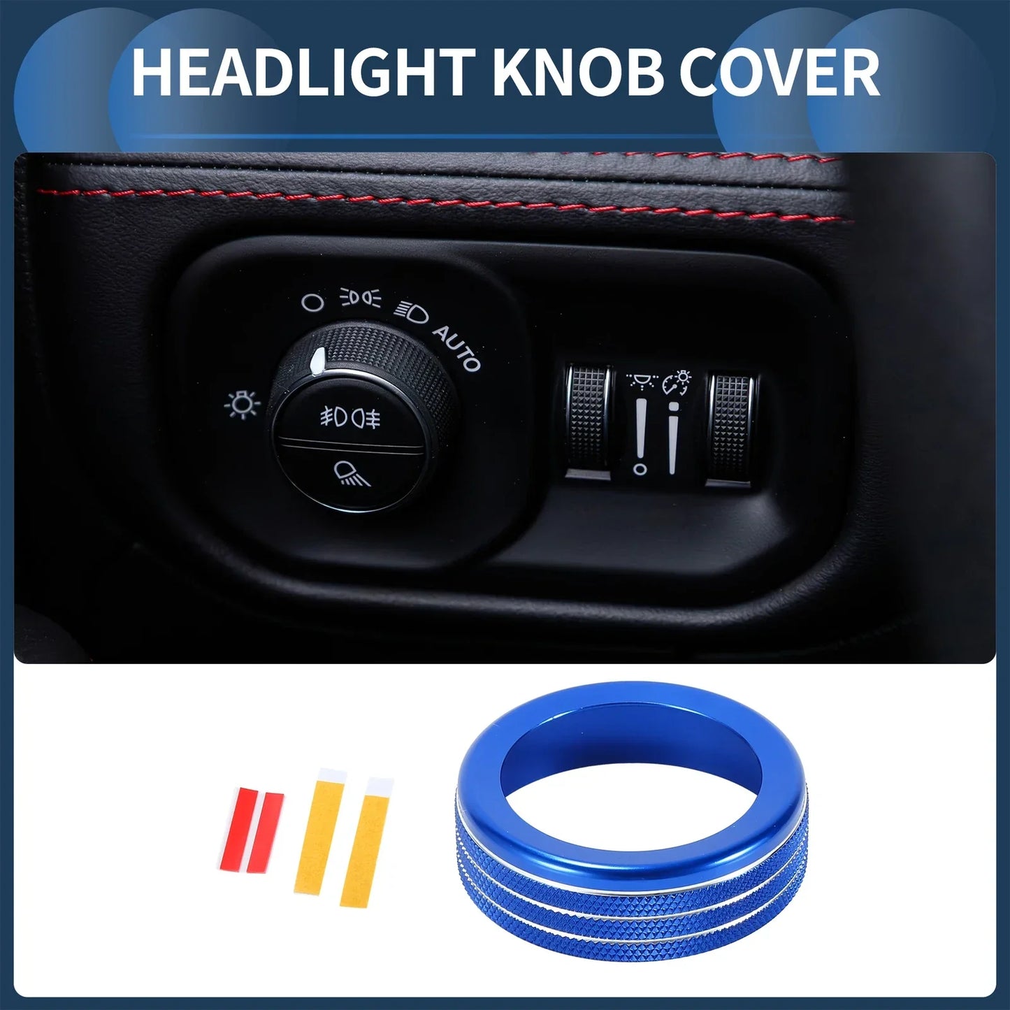 Headlight Fog Light Switch Knob Cover Ring for Dodge RAM (2018-2022) Blue 1 x Pc